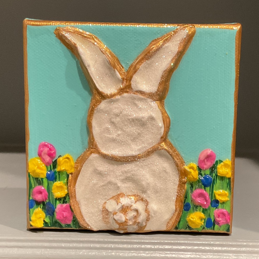 🔴Baby Nursery Art🔴Sparkly Colorful Bunny Canvas Art🔴Original Art🔴 - Picture 2 of 7